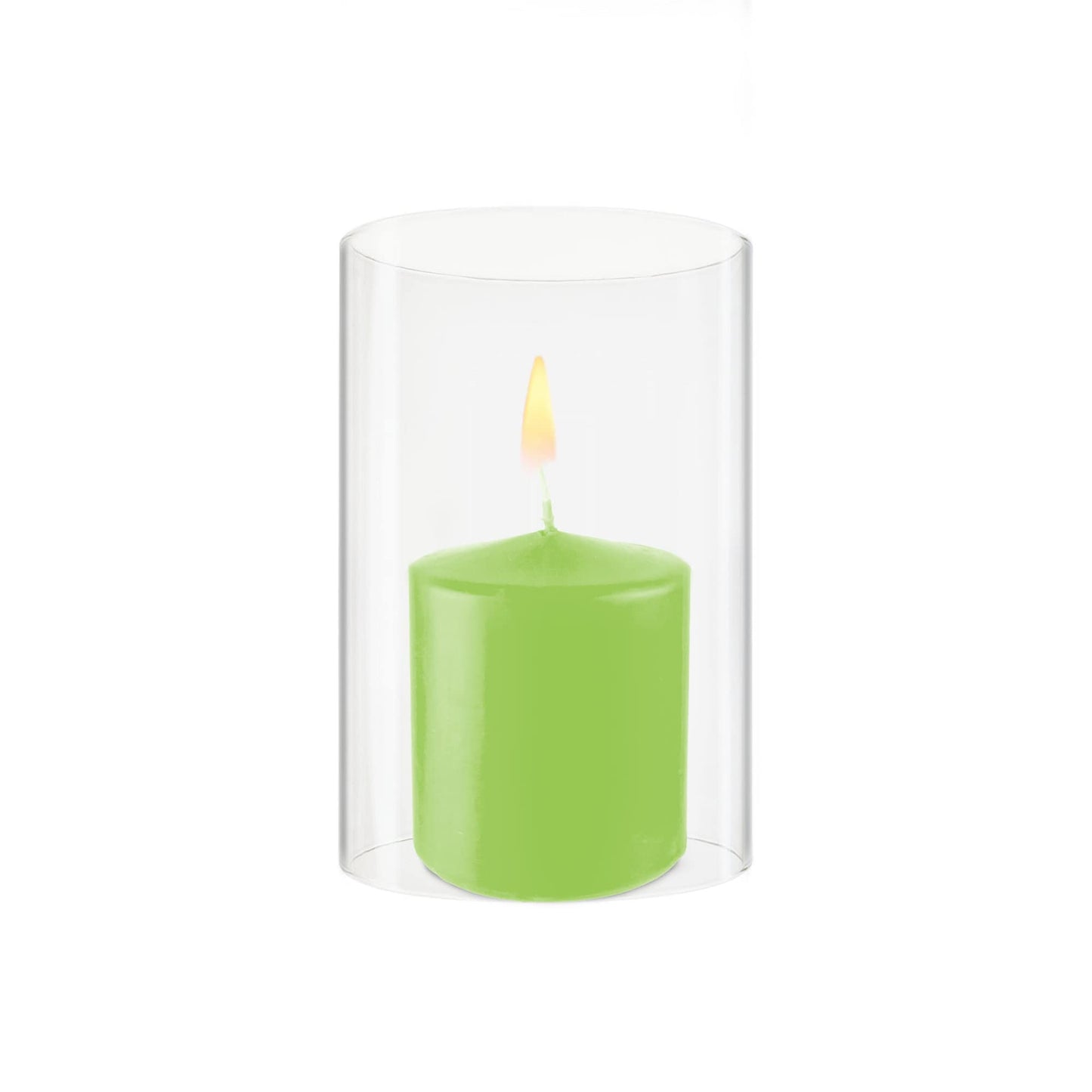 CYS EXCEL 6 PCS (H:6" D:4") Open Ended Clear Glass Hurricane Candleholder Tube Lamp Shade Open Flame Candlestick Holder Chimney Tube Cover Bottomless Cylinder