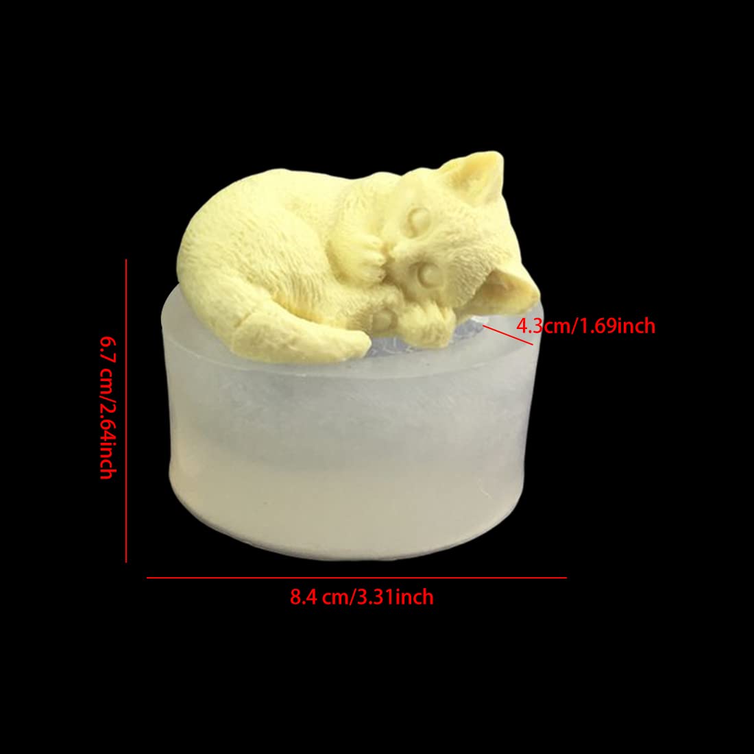 Voyyphixa 3D Cat Resin Mold Sleepy Cat Epoxy Resin Silicone Mold Sleepy Art Craft Ornaments Animals Silicone Molds for Resin Casting for Making Soaps, Candle, Puddings, Chocolates
