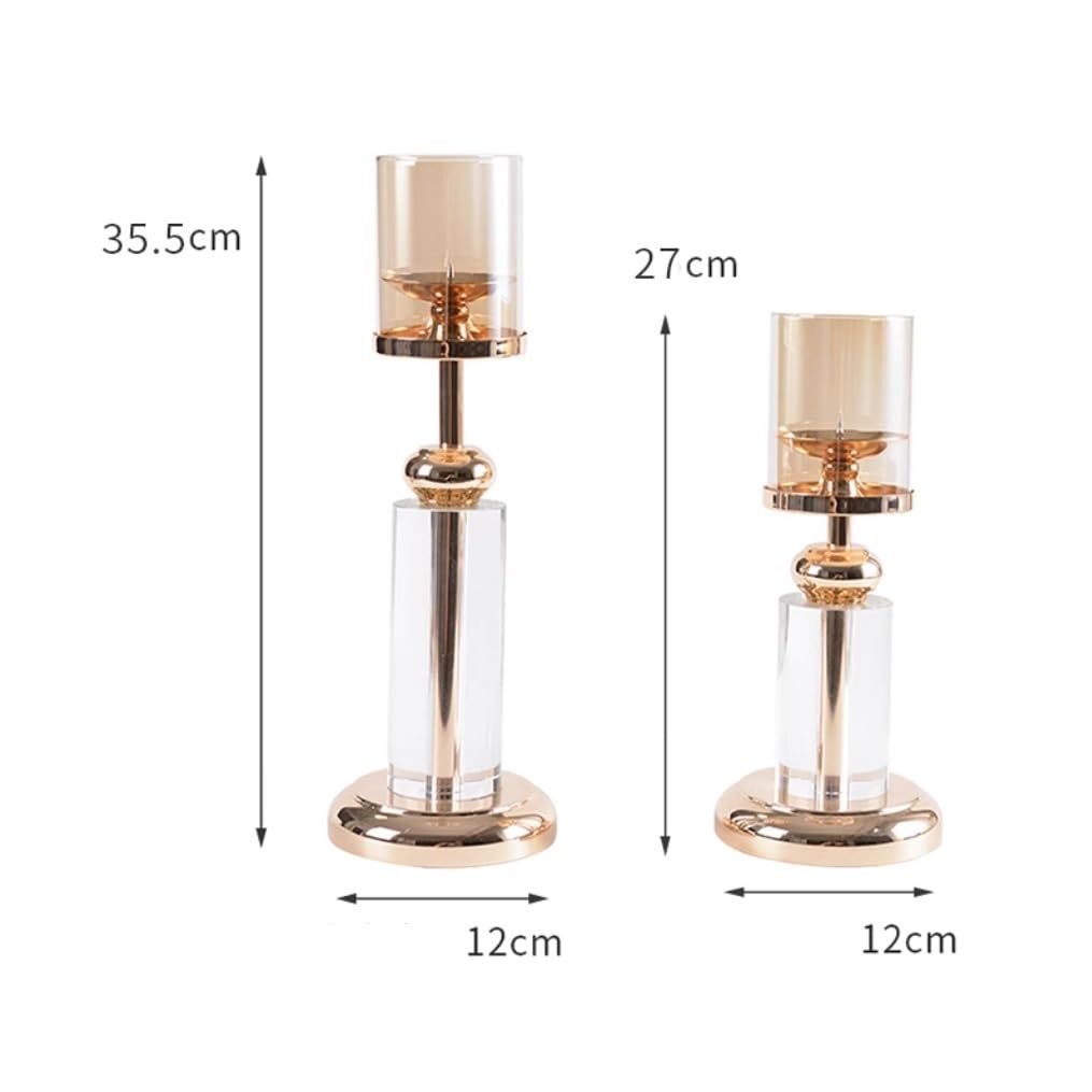 Candlesticks Light Luxury Crystal Glass Candlestick Living Room Porch Decoration Home Dining Table Candle Holder Decorative Candle Holder(Small)