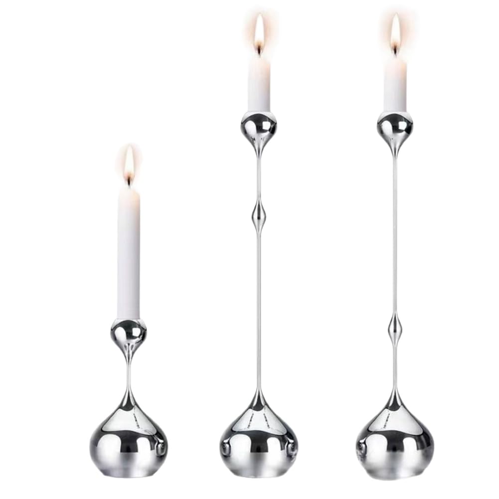 TKOWTB Candle Holder Silver Metal Candlestick Romantic Art Table Decoration for Home Dining,Wedding Photography Props