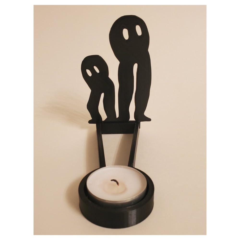 vrsquer Halloween Funny Shadow Stand Candle Holder Table Décor Candle Jars with Witch Skeleton Bat Monster Wolf Cat Pumpkin Table Centerpieces 1pc (color8)