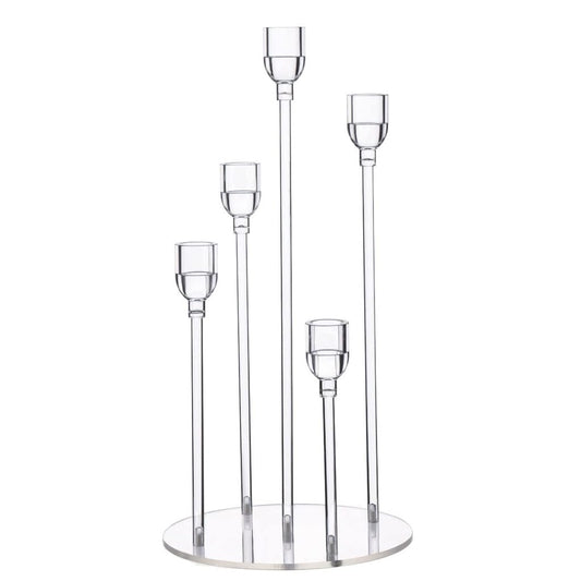 Acrylic Candelabra 5 Arms Candle Holder Centerpieces for Wedding Living Room Dinner Table Decoration
