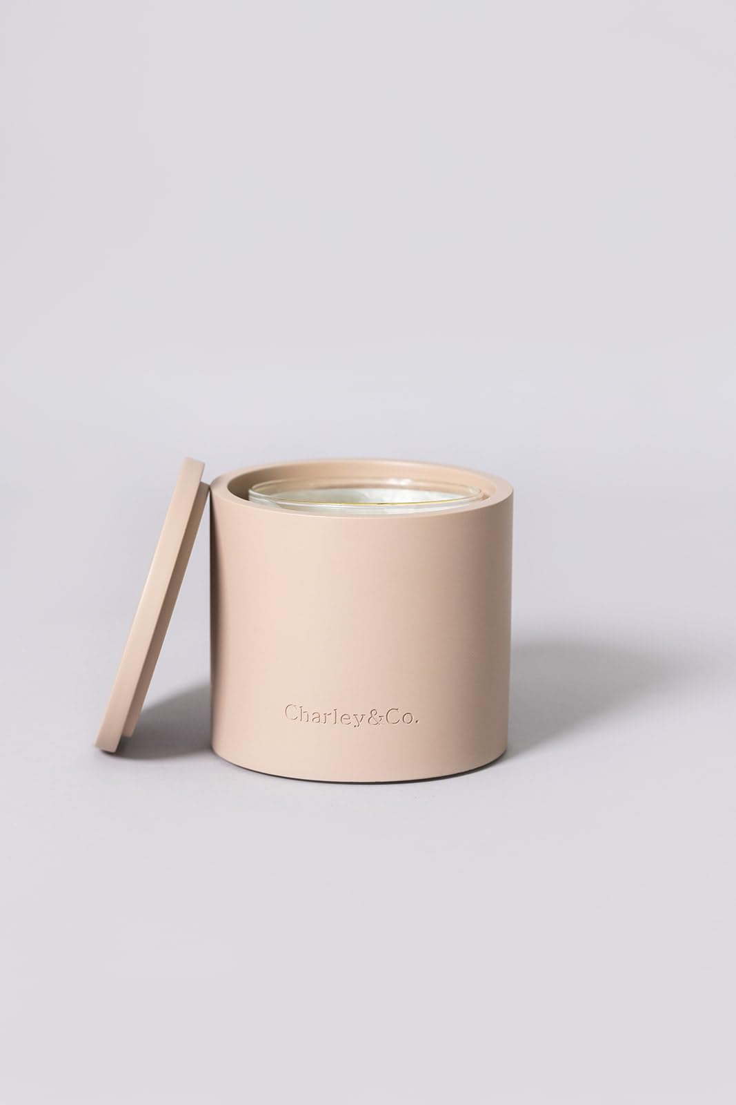 Charley&Co. Neutral Minimalistic Cement Candle Holders - Designed to fit a Standard 14.5oz 3-Wick Candle or Smaller (1, Deep Blush)
