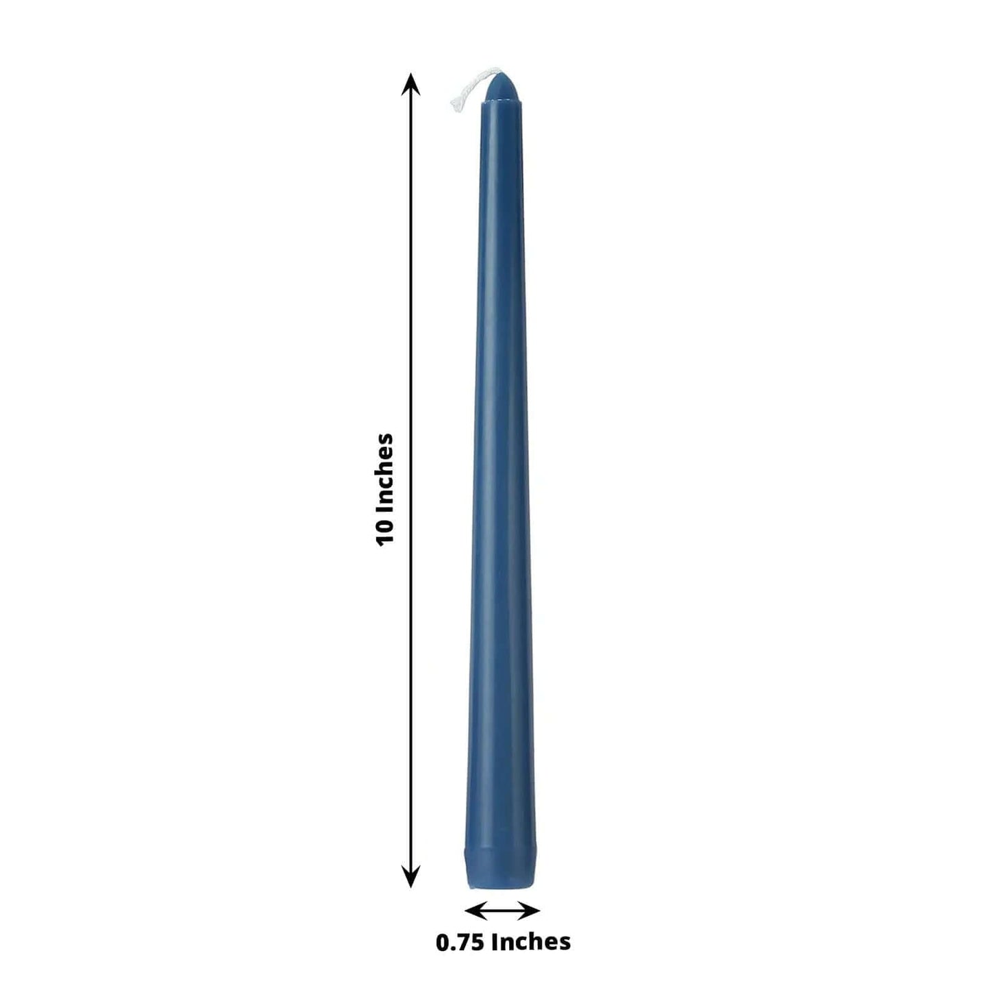 Tableclothsfactory 10" Tall Premium Quality Dripless Unscented Navy Blue Taper Candles Wedding Dinner Candles for Wedding Decoration Set of 12
