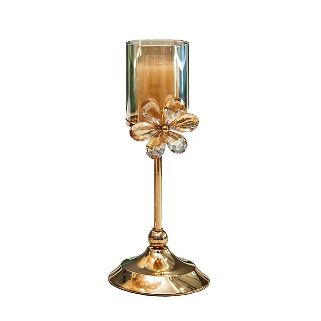 WAOCEO Candlestick Holders Crystal Light Luxury Candle Holder Decoration Flower Romantic Table High Foot Candle Holder Candlelight Dinner Prop Decoration Candle Holders (Size : A)