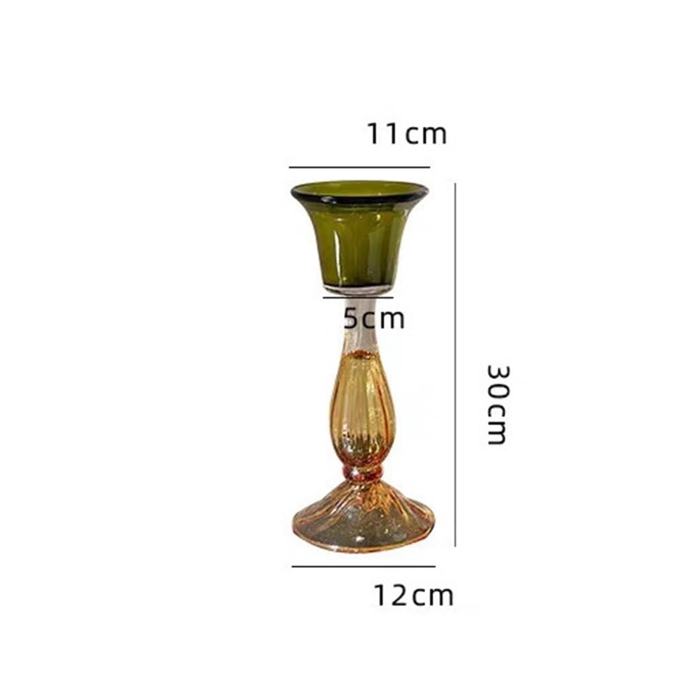 Candle holders Second hand transparent single head candle holder made of high quality glass, green decorative aromatherapy candle holder Decorative candle holder