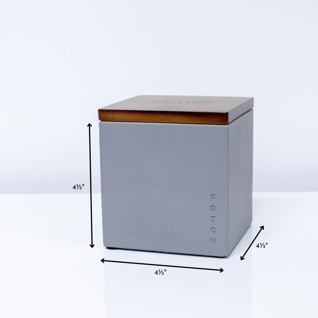 Foton Pearled Candle Le Cube Concrete Vase Set 16 Oz Square - Unscented - Refillable Jar Scented Candle Sand Wax with 15 Wicks - Natural Non-Toxic Decorative Candles for Home
