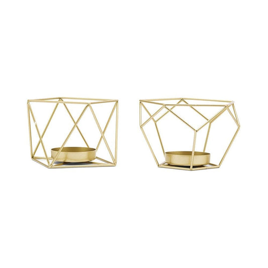Weddingstar Small Geo Metal Tealight Candle Holder - Gold - Set of 2