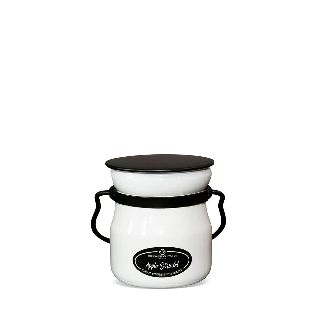 Milkhouse Candle Company Apple Strudel Soy Candle - Cinnamon | Apple | Vanilla Scented - 5 oz Cream Jar with Lid, 35+ Hour Burn Time, Made in the USA