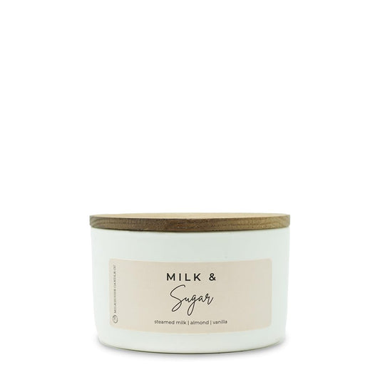 Milkhouse Candle Company Milk & Sugar Soy Candle - Steamed Milk | Almond | Vanilla Scented - 10 oz Signature Statement Candle with Lid, 20+ Hour Burn Time, Made in the USA