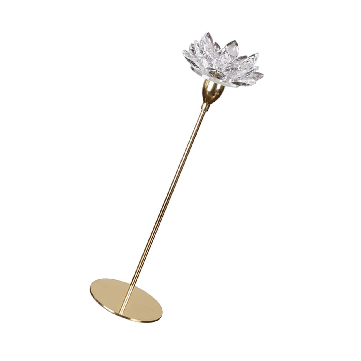 SHINEOFI Crystal Lotus Metal Candlestick Holder Small Gold, Wedding Candlelight Dinner Decoration, Tabletop Candle Centerpiece for Home and Event Use