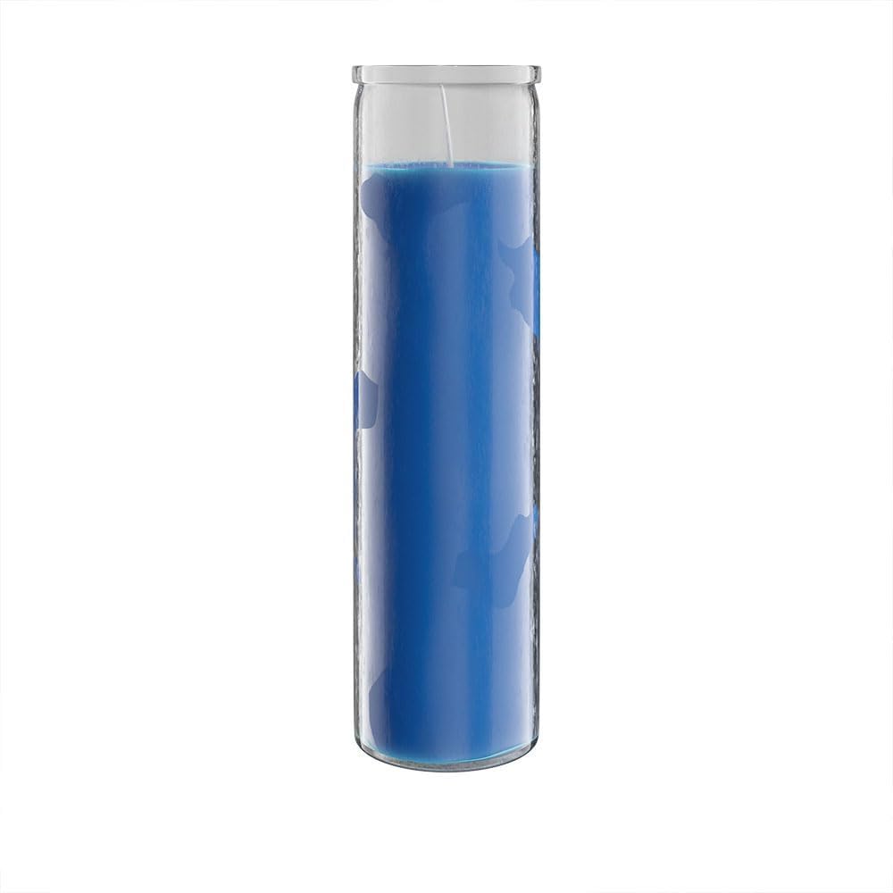 Simply Soson 2x8 inch Blue Devotional Candles in Glass Jar - 1 Piece - 90 Hours – Prayer Candle - Tall Pillar Candles for Religious, Memorials, Party Decor