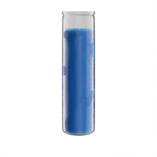 Simply Soson 2x8 inch Blue Devotional Candles in Glass Jar - 1 Piece - 90 Hours – Prayer Candle - Tall Pillar Candles for Religious, Memorials, Party Decor