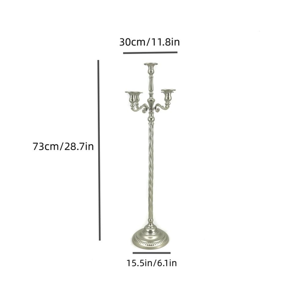 Metal Candelabra for Home Decor, 5-Candle Candle Holders, Gold Candlestick Holders, Tall Candelabras Use in Restaurant, Party and Wedding(Silver,Medium)