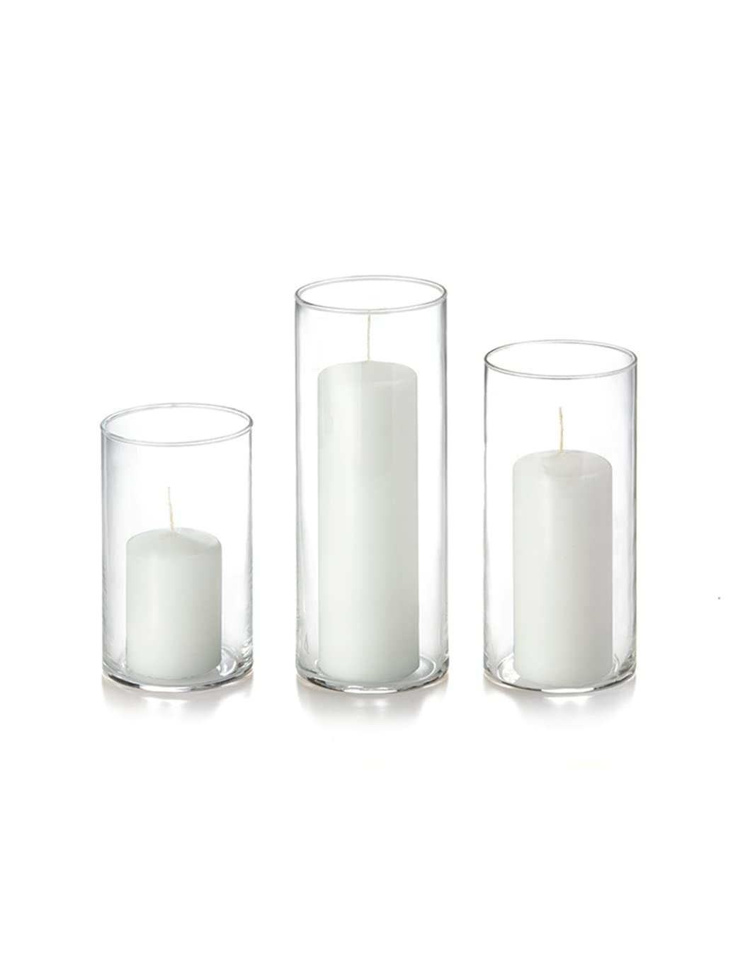 Yummi Set of 36 Slim Pillars and Cylinder Vases - White