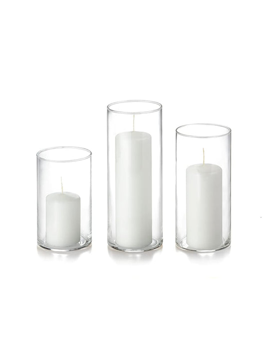 Yummi Set of 36 Slim Pillars and Cylinder Vases - White