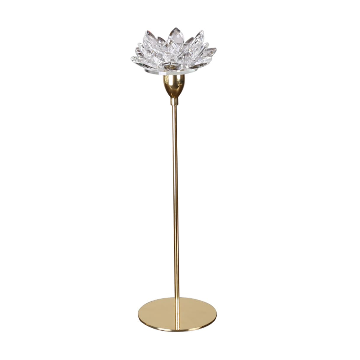 Mobestech Crystal Lotus Candle Holder Metal Candlestick Small Golden Wedding Decoration Romantic Dining Room Candle Stand