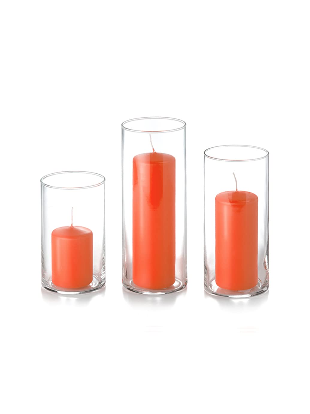yummi Set of 36 Slim Pillars and Cylinder Vases - Bright Orange