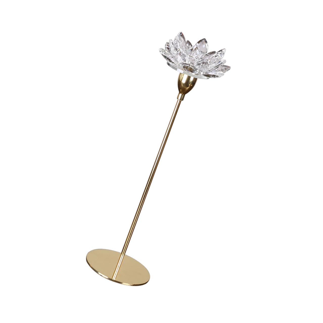 Cabilock Modern Small Metal Crystal Lotus Candle Holder Candlestick for Wedding Decoration Romantic Candlelight Dinner Ornament