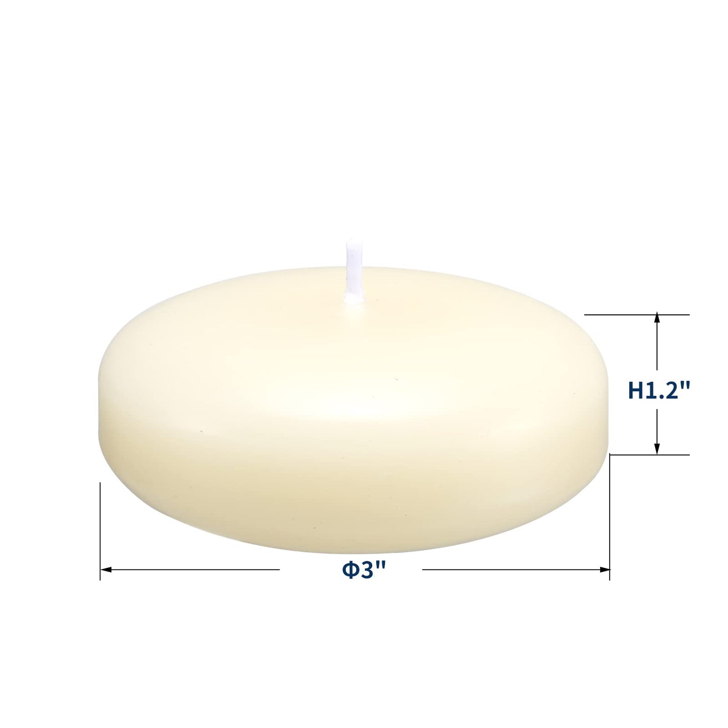 qinxiang 12 Pack Floating Candles, 3” Ivory Unscented Dripless Wax Burning Candles, for Cylinder Vases, Weddings, Party and Holiday