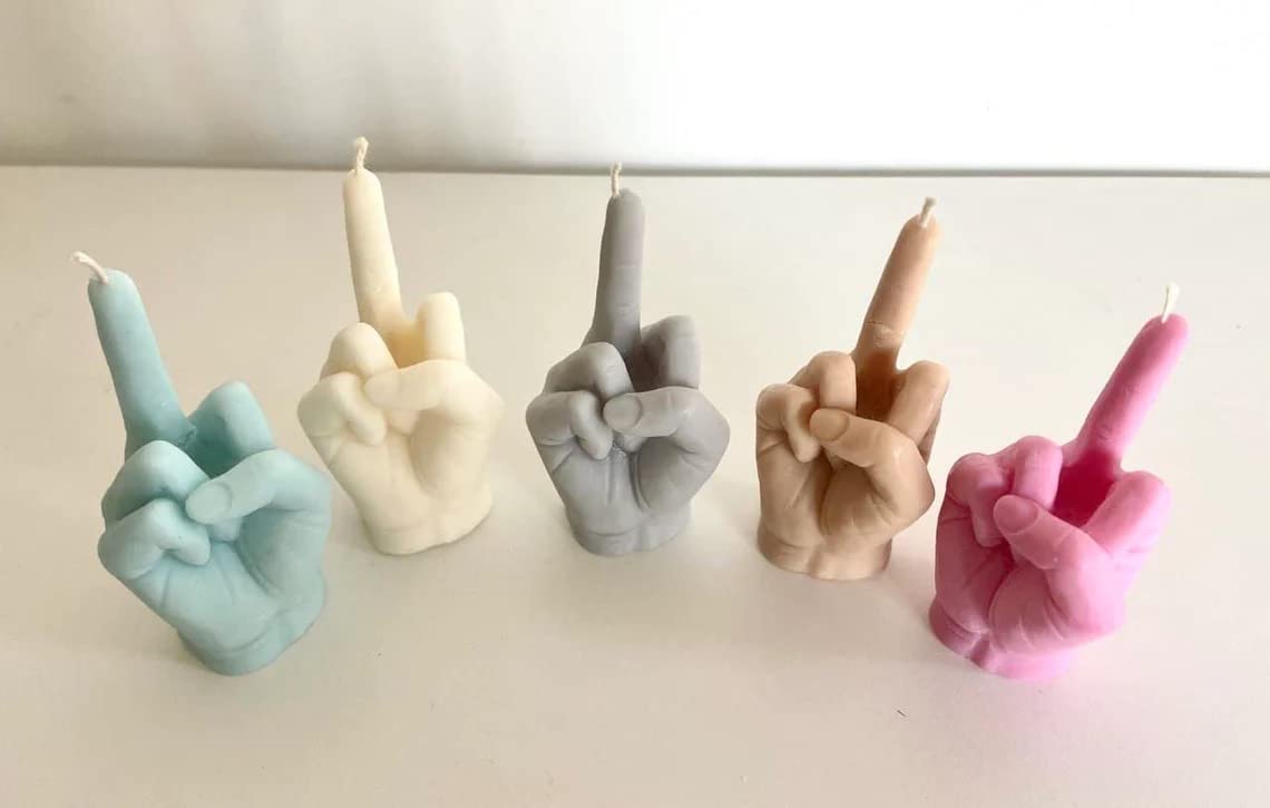 Middle Finger Candle, Homemade soy candle, Hand Fuck Candle, Teen Room Decor Candle, Funny Aeshetic Candle, Hippie Candle (White, LAVENDER)