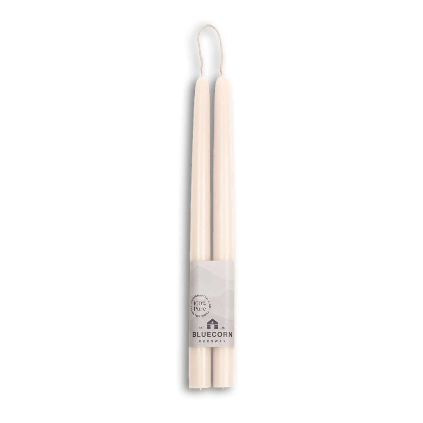 Bluecorn Beeswax Taper Candles, 100% Pure Natural Bees Wax, Pair of 12 Inch Ivory White Tapered Candlesticks, Clean Burning & Dripless, Fragrance Free, Long Lasting, Home Decor, American Made, 1 Count
