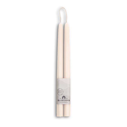 Bluecorn Beeswax Taper Candles, 100% Pure Natural Bees Wax, Pair of 12 Inch Ivory White Tapered Candlesticks, Clean Burning & Dripless, Fragrance Free, Long Lasting, Home Decor, American Made, 1 Count
