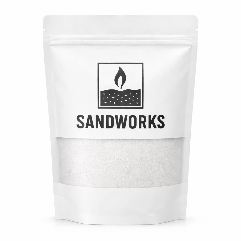 SANDWORKS Sand Wax Candle Making Kit – 5 Wooden Wicks & 15 Cotton Wicks, 500 g Premium Fragrance-Free Sand Wax (Moonstone White)