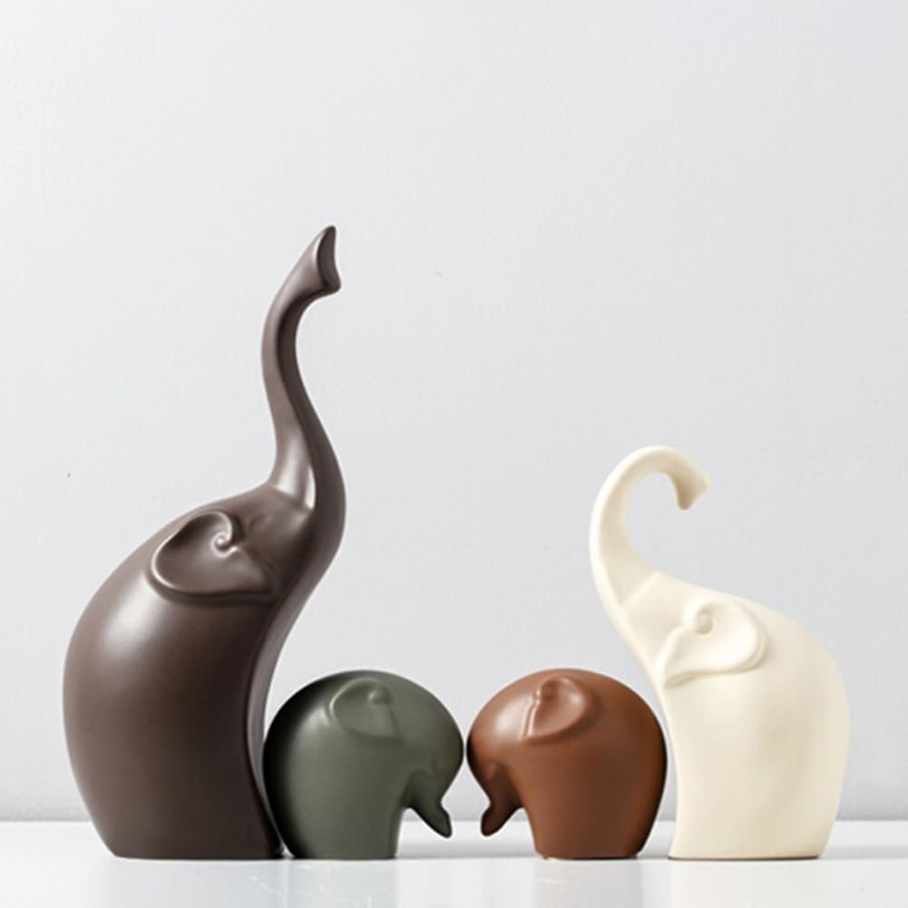 JXCBXJ Ceramic Statue,Family Figurines,Creative Ceramic Decorative,Crafts Ornaments Home Decor,Memorial Gift for Parents,Suitable for Shelf,Bookself