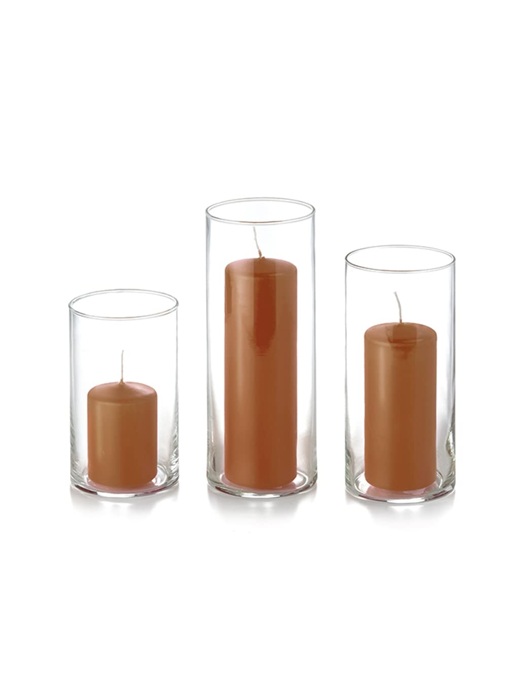 yummi Set of 36 Slim Pillars and Cylinder Vases - Toffee