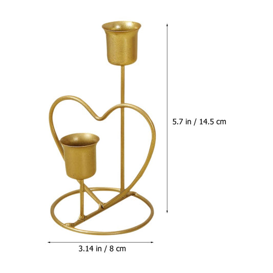 VICASKY 2PCS Gold Heart Candle Holders, Iron Vintage Taper Candlestick Holders Heart Table Decorations for Home Dinner Party Wedding Table Centerpiece