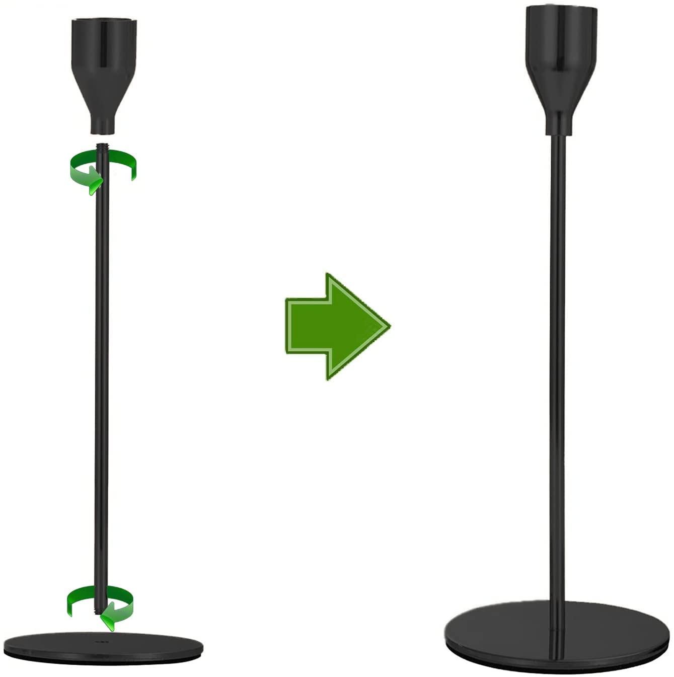 Matte Black Candlestick Holders, Set of 6 Candle Holders for 3/4" Taper Candles&Led Modern Metal Candle Stands Decorative Table Centerpieces for Wedding Party Church,Decorative Fitting