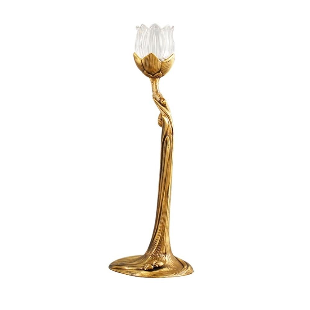 LIBANGRONG-888 Candle Sconces Brass Glass Candlestick High-end Ornaments Home Atmosphere Light Luxury Decorative Candle Holder Candle Stand/Display Candelabra(Large)