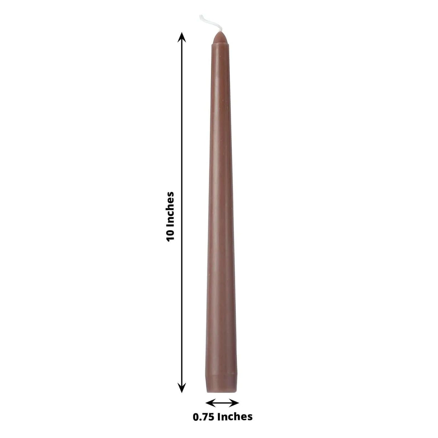 Tableclothsfactory 10" Tall Premium Quality Dripless Unscented Mocha Brown Taper Candles Wedding Dinner Candles for Wedding Decoration Set of 12