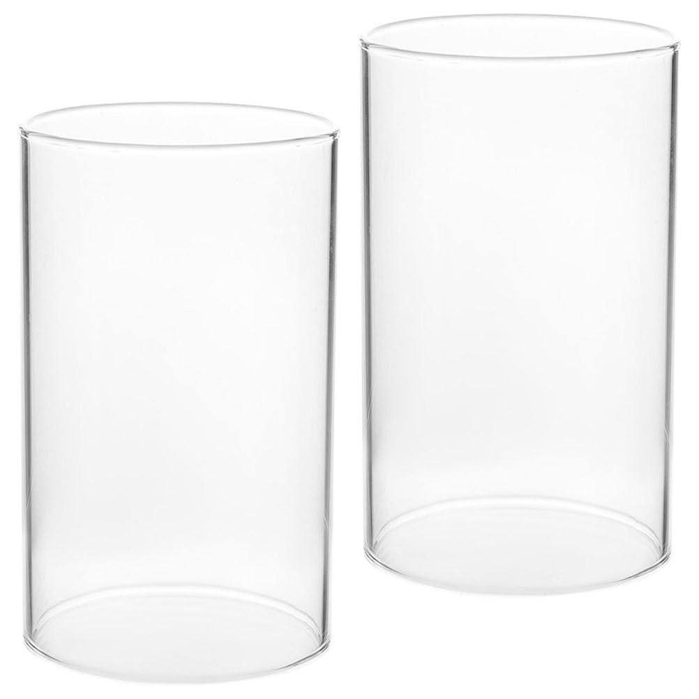 SHINEOFI 2pcs Hurricane Candle Holder Sleeve, Glass Hurricane Candleholder Tube Lamp Shade, Clear Glass Bottomless Cylinder, 5. 9 X 2. 75 Inches