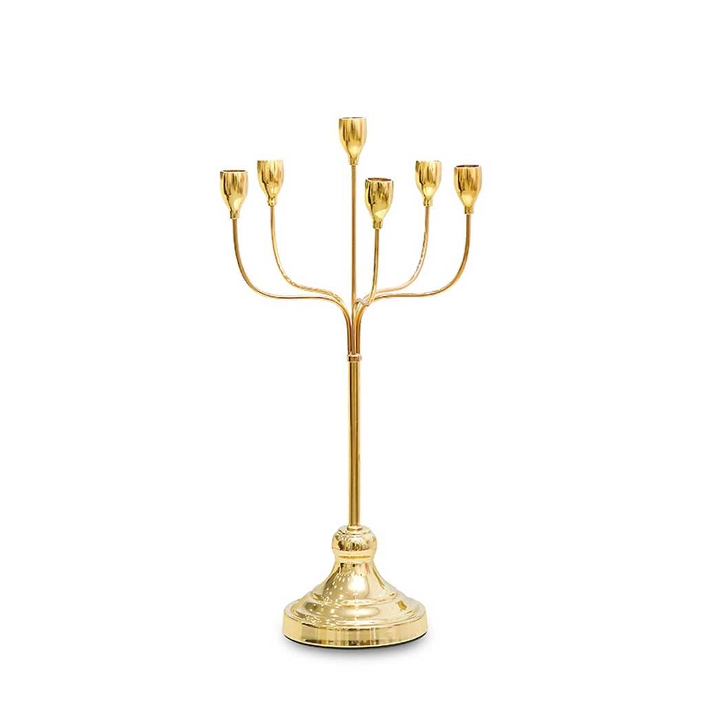 Candlestick Holders Gold Candle Holders, 6-Arms Tapered Candle Holder, Metal Candlestick Holder for Wedding, Party, Decorative Centerpieces, Home Decor Candle Holders