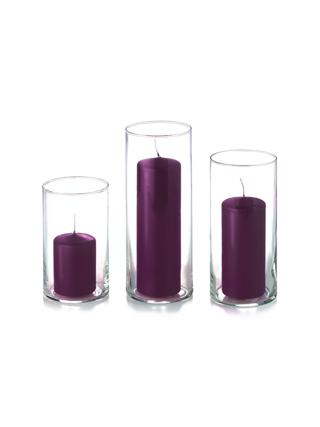 yummi Set of 36 Slim Pillars and Cylinder Vases - Purple