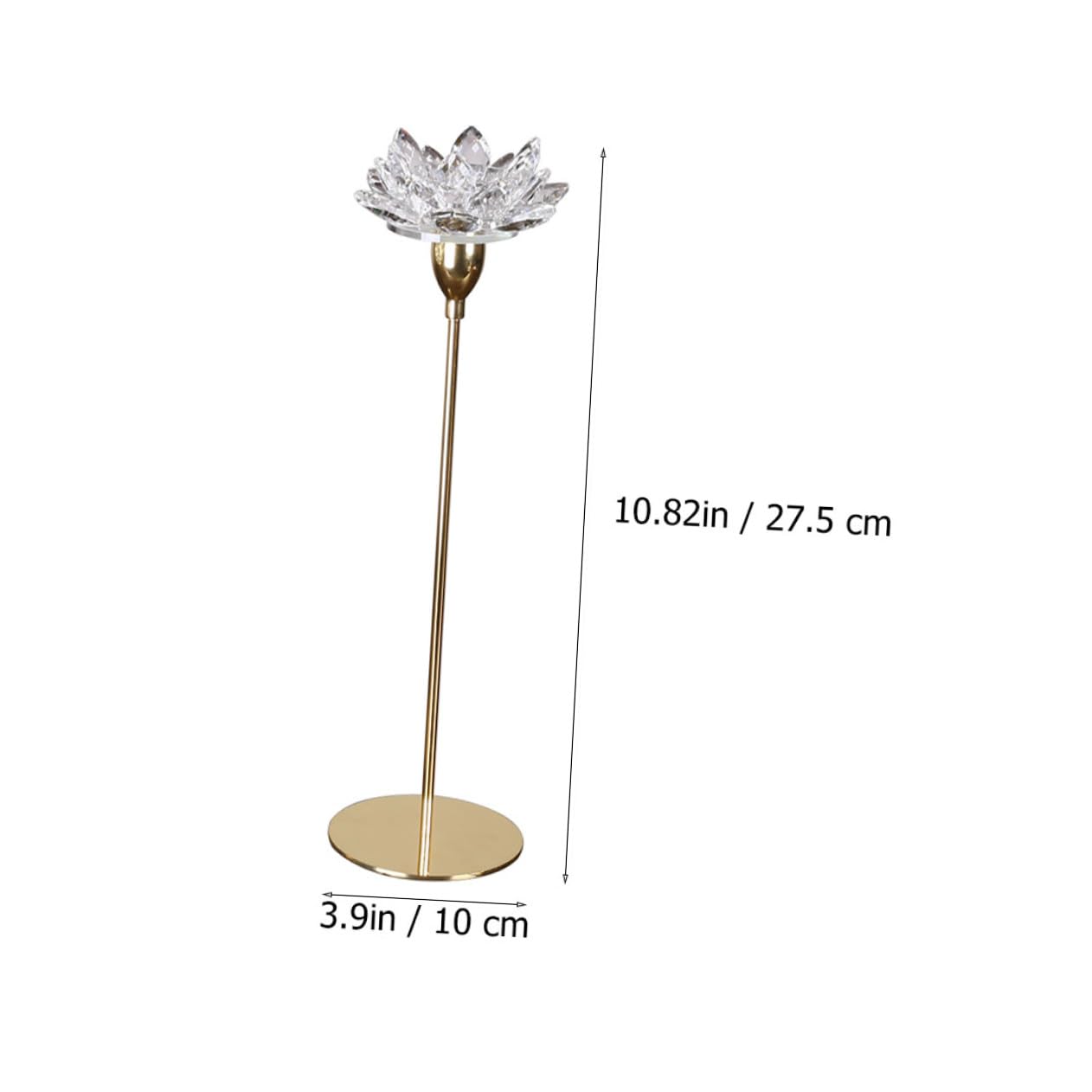 GETAJGHSD Crystal Lotus Candlestick Holder, Small Metal Candle Stand Gold Finish, Decorative Romantic Candleholder for Dining Room and Wedding Décor