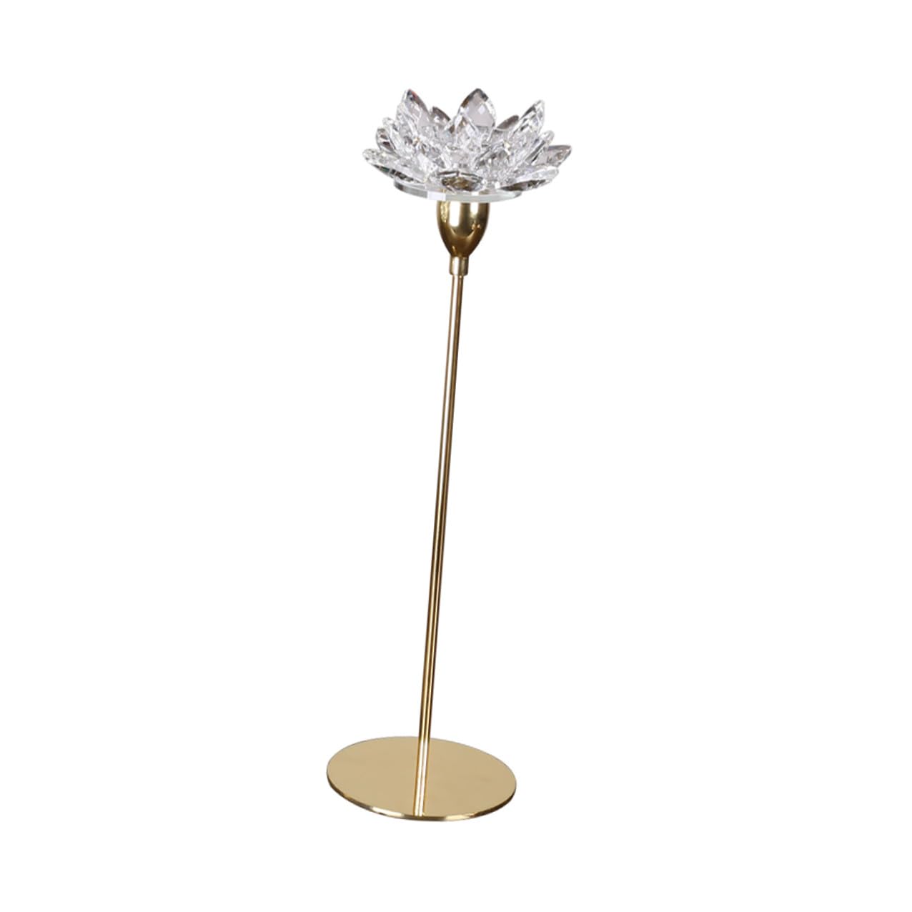 HOMSFOU Crystal Lotus Metal Candlestick Holder Small Modern Simple Wedding Candle Stand for Candlelight Dinner Table Decoration