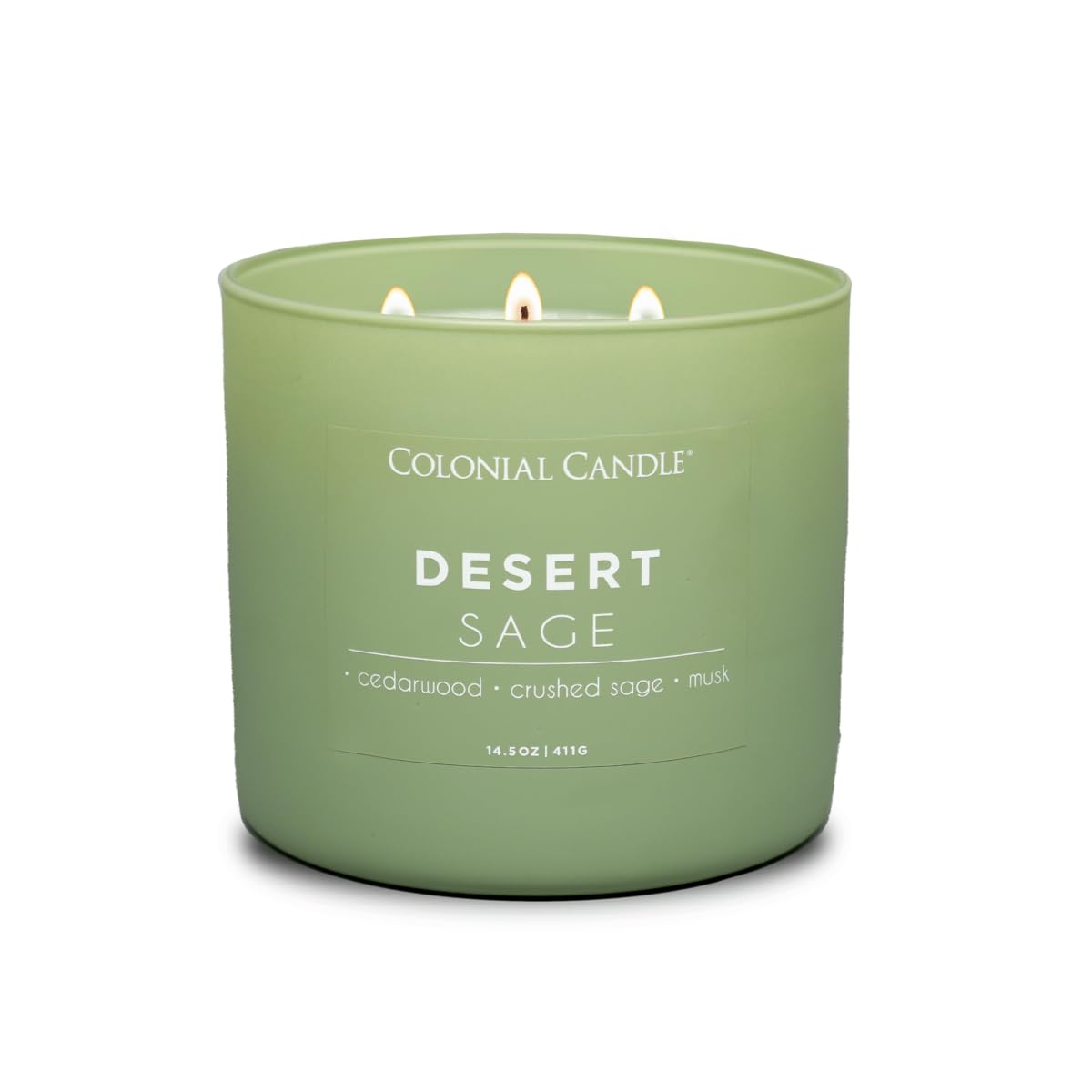 Colonial Candle Desert Sage Scented Jar Candle, Pop of Color Collection, 3 Wick, 14.5 oz - Up to 60 Hours Burn