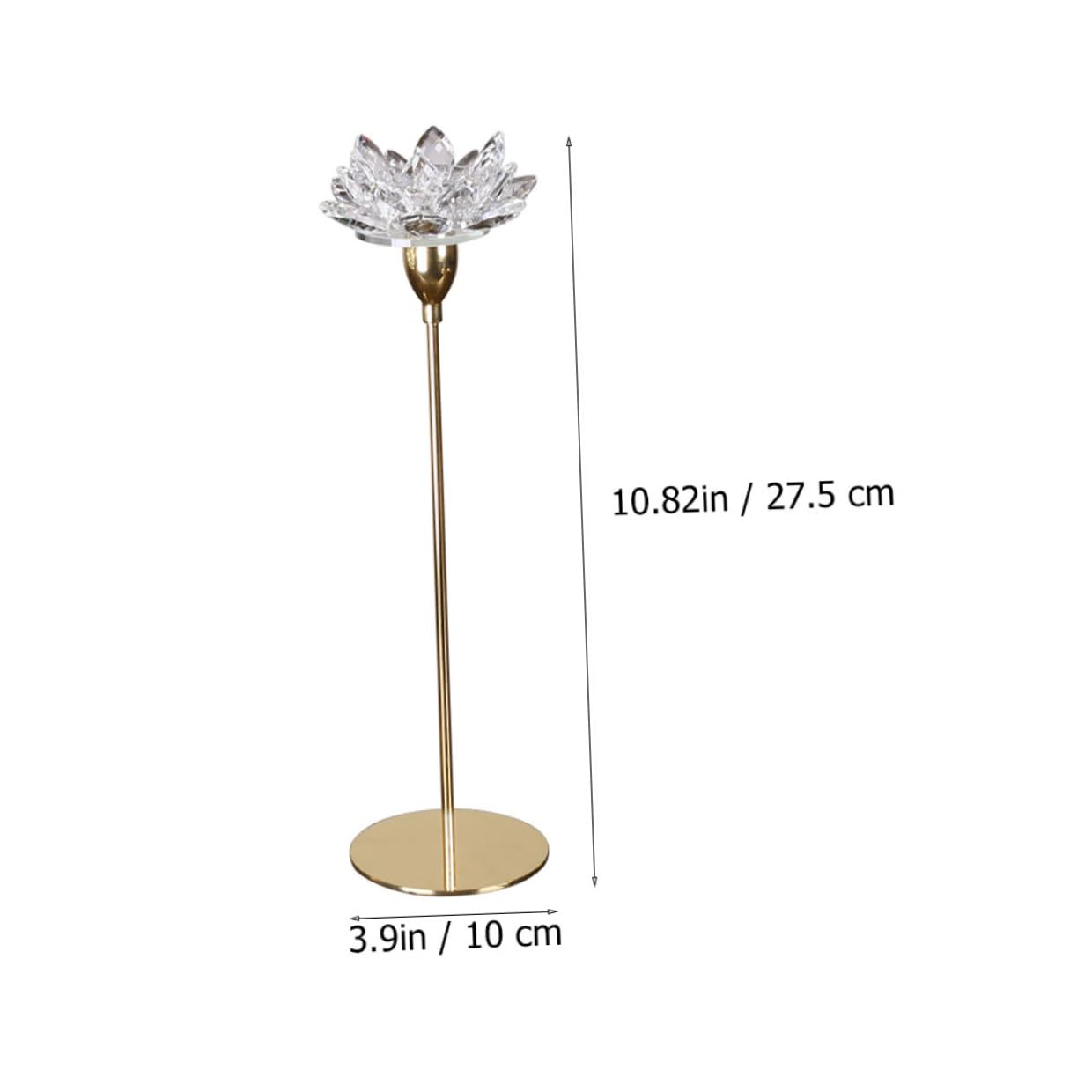STOBAZA Modern Simple Metal Candlestick Holder Crystal Lotus Design, Small Gold Decorative Candle Stand for Wedding and Dining Room Décor