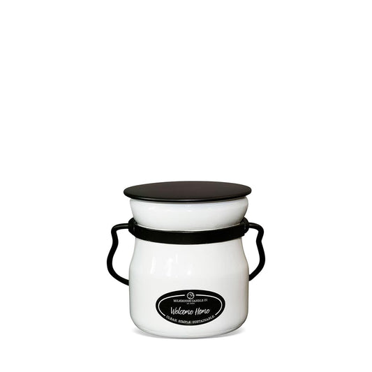 Milkhouse Candle Company Welcome Home Soy Candle - Hearth Fire | Baked Goods | Sweet Spice Scented - 5 oz Cream Jar with Lid, 35+ Hour Burn Time, Made in the USA