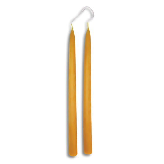 Candlestock Beeswax Taper Candles – Standard 7/8" Diameter, Pure 100% Natural USA Beeswax, Cotton Wick, Dripless, Long-Burning, Handmade in Woodstock, NY- 12 Inches - 1 Pair (2 Candles) - Natural