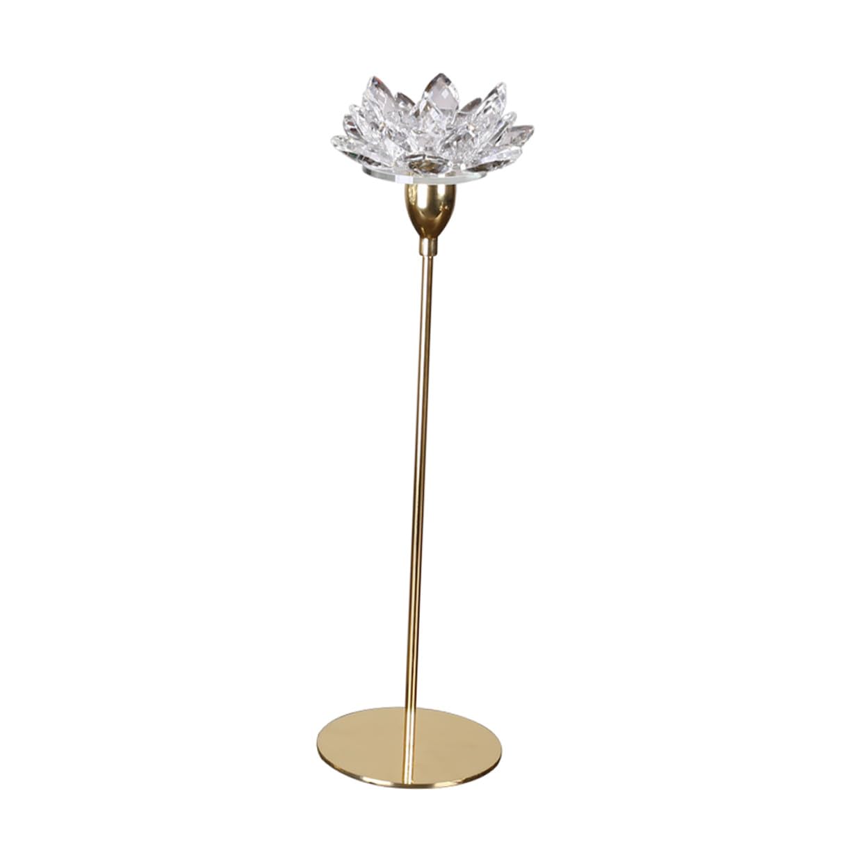 SOLUSTRE Crystal Lotus Candleholder Decorative Metal Candlestick Stand Small Gold Wedding Pillar Candle Holder Home Décor