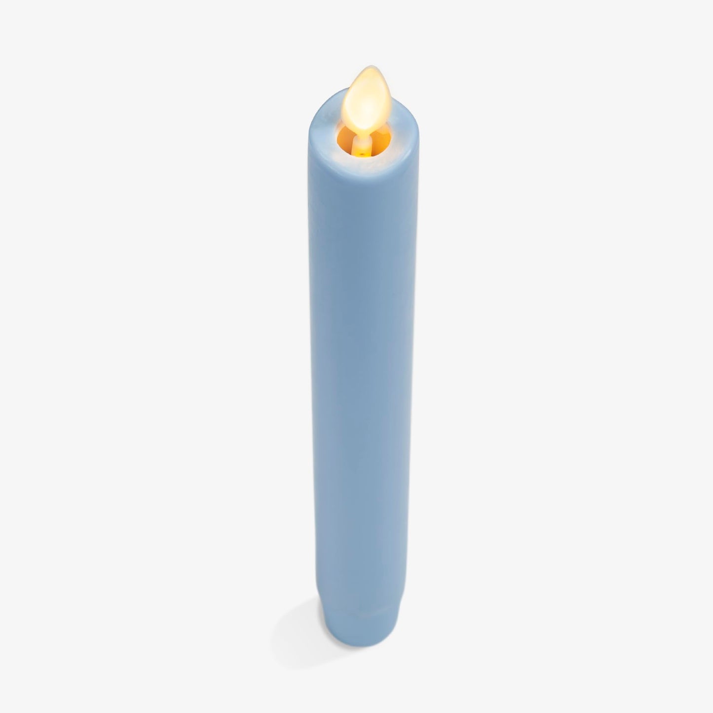 Luminara Flameless Candle Taper (1" x 9.5") Melted Top Real Wax Unscented Remote Ready Timer (Airy Blue)