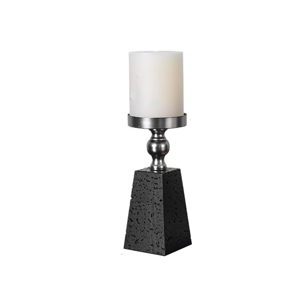 YUHUAWF Candle Holderss Marble Hardware Candle Holder Light Luxury High-end Aromatherapy Candle Holder Decorative Ornaments Decorative Candlestick(Black,Small)