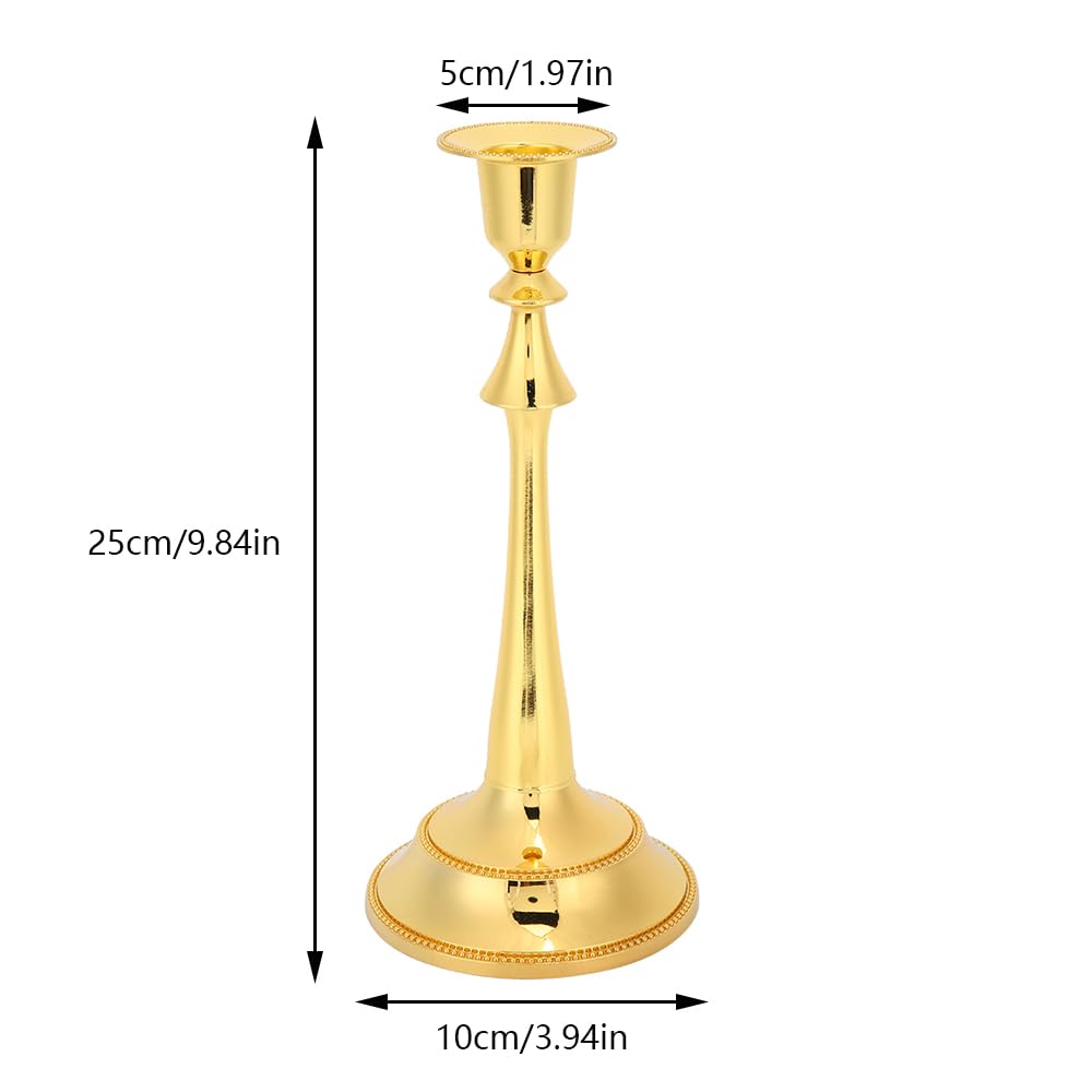 MOUMOUTEN Candelabra,2Pcs 1 Arm Gold Candlestick Holder Length 25cm Decorative Ambience Ornament for Home,Wedding, Restaurant and Other Occasions