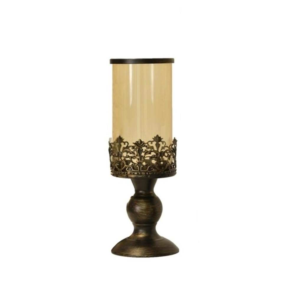 YUHUAWF Candle Holderss Retro Old Candlestick Home Living Room Porch Glass Ornaments Wedding Decoration Candle Holder Decorative Candlestick(Small)