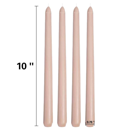 Taper Candles 10'' Sahara Beige Tan Nude Neutral Tone Color Candle Sticks Set of 4 Natural Soy Wax Non Toxic Candlesticks for Home Decorations, Tapered Candles for Mantles,Wedding, House Warming Gifts