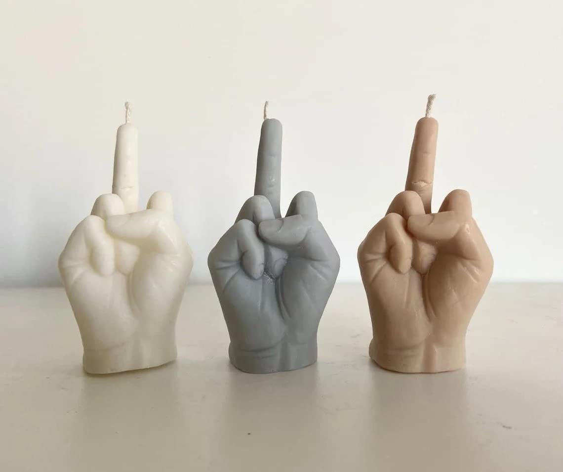 Middle Finger Candle, Homemade soy candle, Hand Fuck Candle, Teen Room Decor Candle, Funny Aeshetic Candle, Hippie Candle (White, LAVENDER)